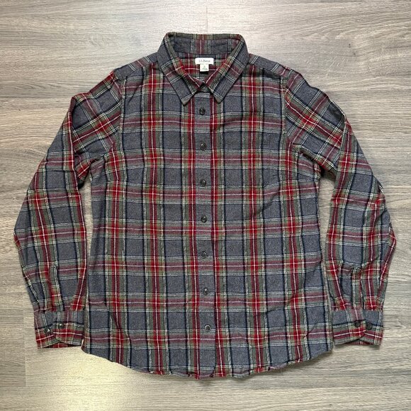 L.L. Bean Tops - L.L. Bean Women’s Scotch Plaid Flannel Shirt - Grey